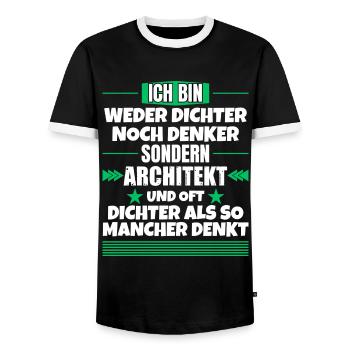Weder Dichter noch Denker, sondern Architekt - Männer Kontrast-T-Shirt - Schwarz/Weiß - Vorne - AI Model Female 172 light (172cm) & AI Model Male 178 light (178cm)