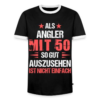 Avec 50 beaux pêcheurs - T-shirt contrasté Homme - noir/blanc - Devant - AI Model Female 172 light (172cm) & AI Model Male 178 light (178cm)