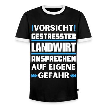 Don't talk to stressed farmer! - Men's Ringer Shirt - black/white - Front - AI Model Female 172 light (172cm) & AI Model Male 178 light (178cm)