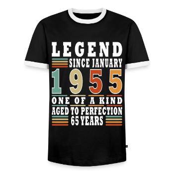 Original Januar 1955 Jahrgang Geburtstag - Männer Kontrast-T-Shirt - Schwarz/Weiß - Vorne - AI Model Female 172 light (172cm) & AI Model Male 178 light (178cm)
