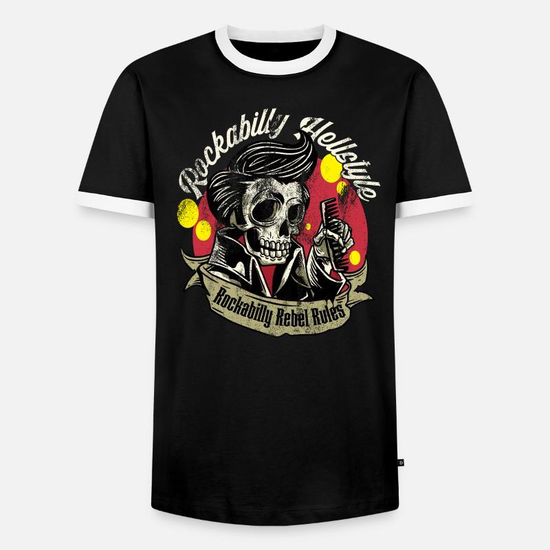 Rockabilly Rebel Rules Rockabilly Hellstyle - Männer Kontrast-T-Shirt - Schwarz/Weiß