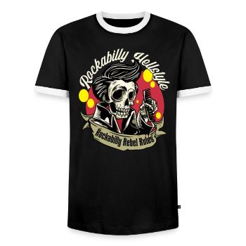 Rockabilly Rebel Rules Rockabilly Hellstyle - T-shirt contrasté Homme - noir/blanc - Devant - AI Model Female 172 light (172cm) & AI Model Male 178 light (178cm)