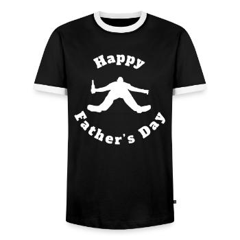 Happy Father s Day White - Men's Ringer Shirt - black/white - Front - AI Model Female 172 light (172cm) & AI Model Male 178 light (178cm)