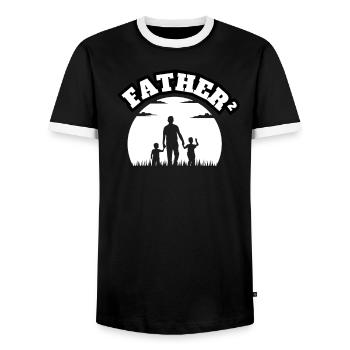 Father² 2 Sons White - Men's Ringer Shirt - black/white - Front - AI Model Female 172 light (172cm) & AI Model Male 178 light (178cm)