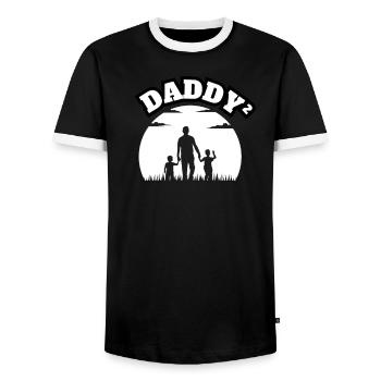 Proud Father Kid Boy White - Men's Ringer Shirt - black/white - Front - AI Model Female 172 light (172cm) & AI Model Male 178 light (178cm)