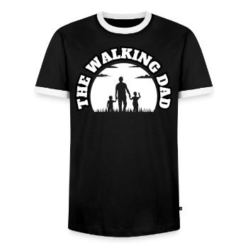 The Walking Dad 2 Sons White - Men's Ringer Shirt - black/white - Front - AI Model Female 172 light (172cm) & AI Model Male 178 light (178cm)