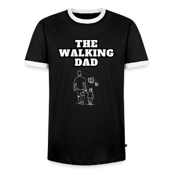 The Walking Dad Daughter White - Men's Ringer Shirt - black/white - Front - AI Model Female 172 light (172cm) & AI Model Male 178 light (178cm)