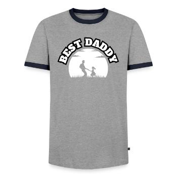 Best Daddy White - Men's Ringer Shirt - grey/navy  - Front - AI Model Female 172 light (172cm) & AI Model Male 178 light (178cm)