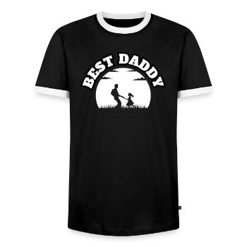 Best Daddy White - Männer Kontrast-T-Shirt - Schwarz/Weiß - Vorne - AI Model Female 172 light (172cm) & AI Model Male 178 light (178cm)