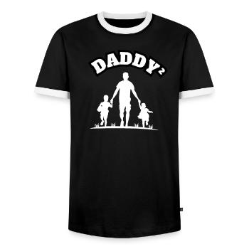 Daddy² 2 Children White - Männer Kontrast-T-Shirt - Schwarz/Weiß - Vorne - AI Model Female 172 light (172cm) & AI Model Male 178 light (178cm)