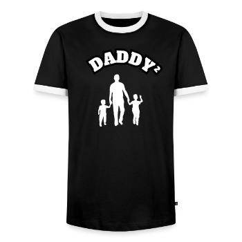 Daddy² 2 Boys White - Men's Ringer Shirt - black/white - Front - AI Model Female 172 light (172cm) & AI Model Male 178 light (178cm)