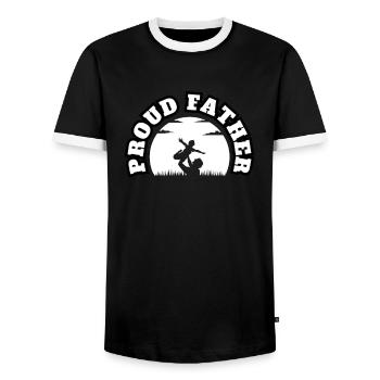 Proud Father Kid Boy White - Men's Ringer Shirt - black/white - Front - AI Model Female 172 light (172cm) & AI Model Male 178 light (178cm)