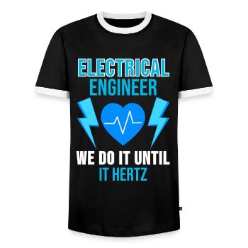 Electrical Engineering Shirt Engineer Occupation Gift - Men's Ringer Shirt - black/white - Front - AI Model Female 172 light (172cm) & AI Model Male 178 light (178cm)
