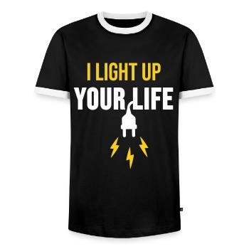 Elektriker Elektrotechnik Glühbirne Geschenk - Männer Kontrast-T-Shirt - Schwarz/Weiß - Vorne - AI Model Female 172 light (172cm) & AI Model Male 178 light (178cm)