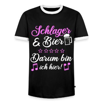Schlager Schlagermusik Schlagerfan Witzig Geschenk - Men's Ringer Shirt - black/white - Front - AI Model Female 172 light (172cm) & AI Model Male 178 light (178cm)