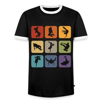 Breakdancer Breakdance B-Boying Tänzer Geschenk - Männer Kontrast-T-Shirt - Schwarz/Weiß - Vorne - AI Model Female 172 light (172cm) & AI Model Male 178 light (178cm)