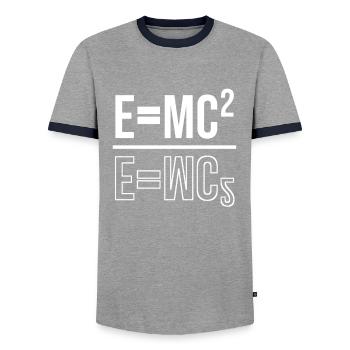 Emc2 Physics Phyic Professors Gift Student - T-shirt contrasté Homme - gris/marine  - Devant - AI Model Female 172 light (172cm) & AI Model Male 178 light (178cm)