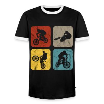 Cadeaux BMX Say Biker Biker Retro Stunt - T-shirt contrasté Homme - noir/blanc - Devant - AI Model Female 172 light (172cm) & AI Model Male 178 light (178cm)