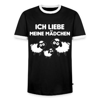 Schäfer Schaf Schafe Hirte Hirten Mädchen Geschenk - Männer Kontrast-T-Shirt - Schwarz/Weiß - Vorne - AI Model Female 172 light (172cm) & AI Model Male 178 light (178cm)