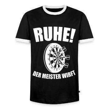 Dart Darts Darten Dartspieler Spruch Geschenk - Männer Kontrast-T-Shirt - Schwarz/Weiß - Vorne - AI Model Female 172 light (172cm) & AI Model Male 178 light (178cm)