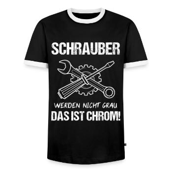 Werkstatt Schrauber Kfz Mechaniker Vater Geschenk - Männer Kontrast-T-Shirt - Schwarz/Weiß - Vorne - AI Model Female 172 light (172cm) & AI Model Male 178 light (178cm)