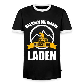 EBike E-Bike Pedelec E Biker Mountainbike Geschenk - Männer Kontrast-T-Shirt - Schwarz/Weiß - Vorne - AI Model Female 172 light (172cm) & AI Model Male 178 light (178cm)