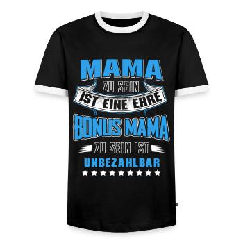 Bonus Mama Bonusmama Stiefmutter Spruch Geschenk - Männer Kontrast-T-Shirt - Schwarz/Weiß - Vorne - AI Model Female 172 light (172cm) & AI Model Male 178 light (178cm)