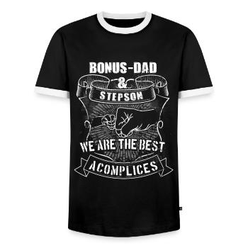 Bonus papa beau-père beau-père beau-père cadeau - T-shirt contrasté Homme - noir/blanc - Devant - AI Model Female 172 light (172cm) & AI Model Male 178 light (178cm)