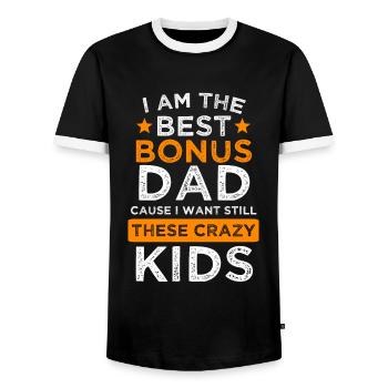 Bonus dad stepfather bonus dad kids gift - Men's Ringer Shirt - black/white - Front - AI Model Female 172 light (172cm) & AI Model Male 178 light (178cm)