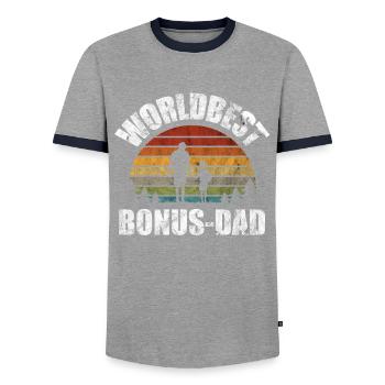 Bonus Papa Stiefvater Bonuspapa Spruch Geschenk - Männer Kontrast-T-Shirt - Grau/Navy  - Vorne - AI Model Female 172 light (172cm) & AI Model Male 178 light (178cm)