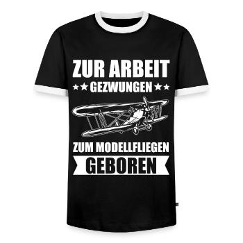 Modellflug Modellbau Modellbauer Flieger Geschenk - Männer Kontrast-T-Shirt - Schwarz/Weiß - Vorne - AI Model Female 172 light (172cm) & AI Model Male 178 light (178cm)