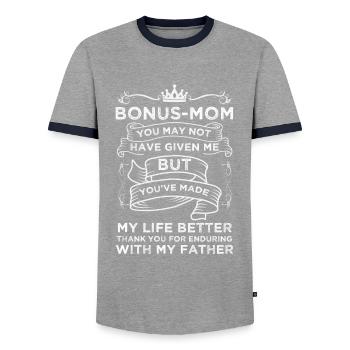 Bonus maman belle-mère belle-mère cadeau drôle - T-shirt contrasté Homme - gris/marine  - Devant - AI Model Female 172 light (172cm) & AI Model Male 178 light (178cm)