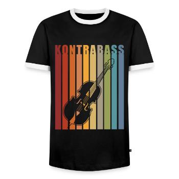 Kontrabass Orchester Big Band Musik Geschenk - Männer Kontrast-T-Shirt - Schwarz/Weiß - Vorne - AI Model Female 172 light (172cm) & AI Model Male 178 light (178cm)