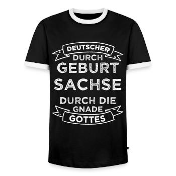 Sachsen Ossi DDR Ostalgie Geschenk - Männer Kontrast-T-Shirt - Schwarz/Weiß - Vorne - AI Model Female 172 light (172cm) & AI Model Male 178 light (178cm)