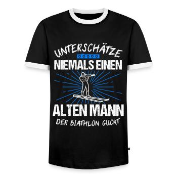 Biathlon Skifahren Ski Langläufer Geschenk - Männer Kontrast-T-Shirt - Schwarz/Weiß - Vorne - AI Model Female 172 light (172cm) & AI Model Male 178 light (178cm)