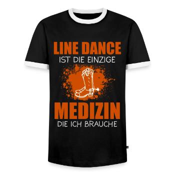 Line Dance Linedance Western Geschenk - Männer Kontrast-T-Shirt - Schwarz/Weiß - Vorne - AI Model Female 172 light (172cm) & AI Model Male 178 light (178cm)
