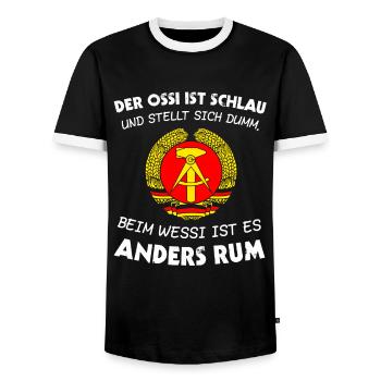 Ossi DDR Ostalgie Dresden Geschenk & Osten - Männer Kontrast-T-Shirt - Schwarz/Weiß - Vorne - AI Model Female 172 light (172cm) & AI Model Male 178 light (178cm)