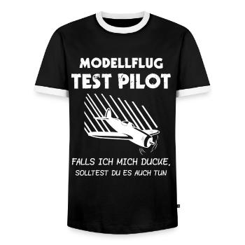 Modellflug Modellbauer Modellbau Geschenk & Flugze - Männer Kontrast-T-Shirt - Schwarz/Weiß - Vorne - AI Model Female 172 light (172cm) & AI Model Male 178 light (178cm)