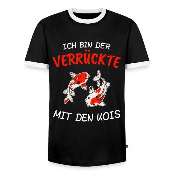 Koi Kois Fisch Geschenk & Fische - Männer Kontrast-T-Shirt - Schwarz/Weiß - Vorne - AI Model Female 172 light (172cm) & AI Model Male 178 light (178cm)