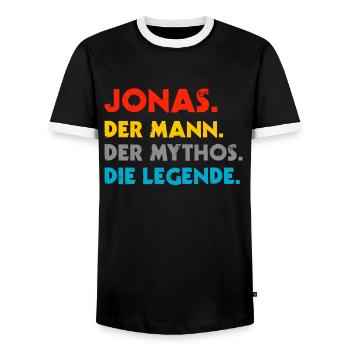 Jonas Vorname Name Geschenk - Männer Kontrast-T-Shirt - Schwarz/Weiß - Vorne - AI Model Female 172 light (172cm) & AI Model Male 178 light (178cm)