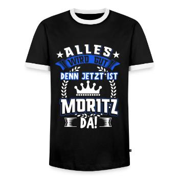 Moritz Name Vorname Geschenk - Männer Kontrast-T-Shirt - Schwarz/Weiß - Vorne - AI Model Female 172 light (172cm) & AI Model Male 178 light (178cm)