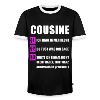 Cadeau cousins cousins famille - T-shirt contrasté Homme - noir/blanc - Devant - AI Model Female 172 light (172cm) & AI Model Male 178 light (178cm)