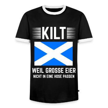 Schottland Schottische Flagge Dudelsack Geschenk - Männer Kontrast-T-Shirt - Schwarz/Weiß - Vorne - AI Model Female 172 light (172cm) & AI Model Male 178 light (178cm)