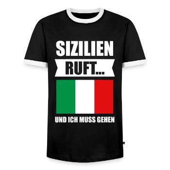 Sizilien Italien Palermo Geschenk - Männer Kontrast-T-Shirt - Schwarz/Weiß - Vorne - AI Model Female 172 light (172cm) & AI Model Male 178 light (178cm)