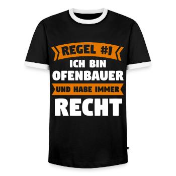 Ofenbauer Ofen Kamin Geschenk - Männer Kontrast-T-Shirt - Schwarz/Weiß - Vorne - AI Model Female 172 light (172cm) & AI Model Male 178 light (178cm)