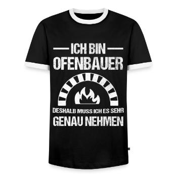 Ofenbauer Ofen Kamin Geschenk - Männer Kontrast-T-Shirt - Schwarz/Weiß - Vorne - AI Model Female 172 light (172cm) & AI Model Male 178 light (178cm)