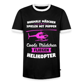 Helikopter Hubschrauber Pilot Geschenk - Männer Kontrast-T-Shirt - Schwarz/Weiß - Vorne - AI Model Female 172 light (172cm) & AI Model Male 178 light (178cm)