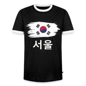 Seoul Südkorea South Korean Geschenk - Männer Kontrast-T-Shirt - Schwarz/Weiß - Vorne - AI Model Female 172 light (172cm) & AI Model Male 178 light (178cm)