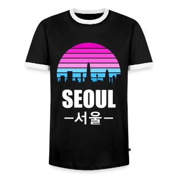 Seoul Südkorea South Korean Geschenk - Männer Kontrast-T-Shirt - Schwarz/Weiß - Vorne - AI Model Female 172 light (172cm) & AI Model Male 178 light (178cm)