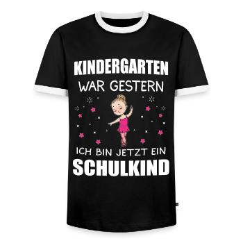 Schulkind 2020 Einschulung Mädchen Schulanfang - Männer Kontrast-T-Shirt - Schwarz/Weiß - Vorne - AI Model Female 172 light (172cm) & AI Model Male 178 light (178cm)